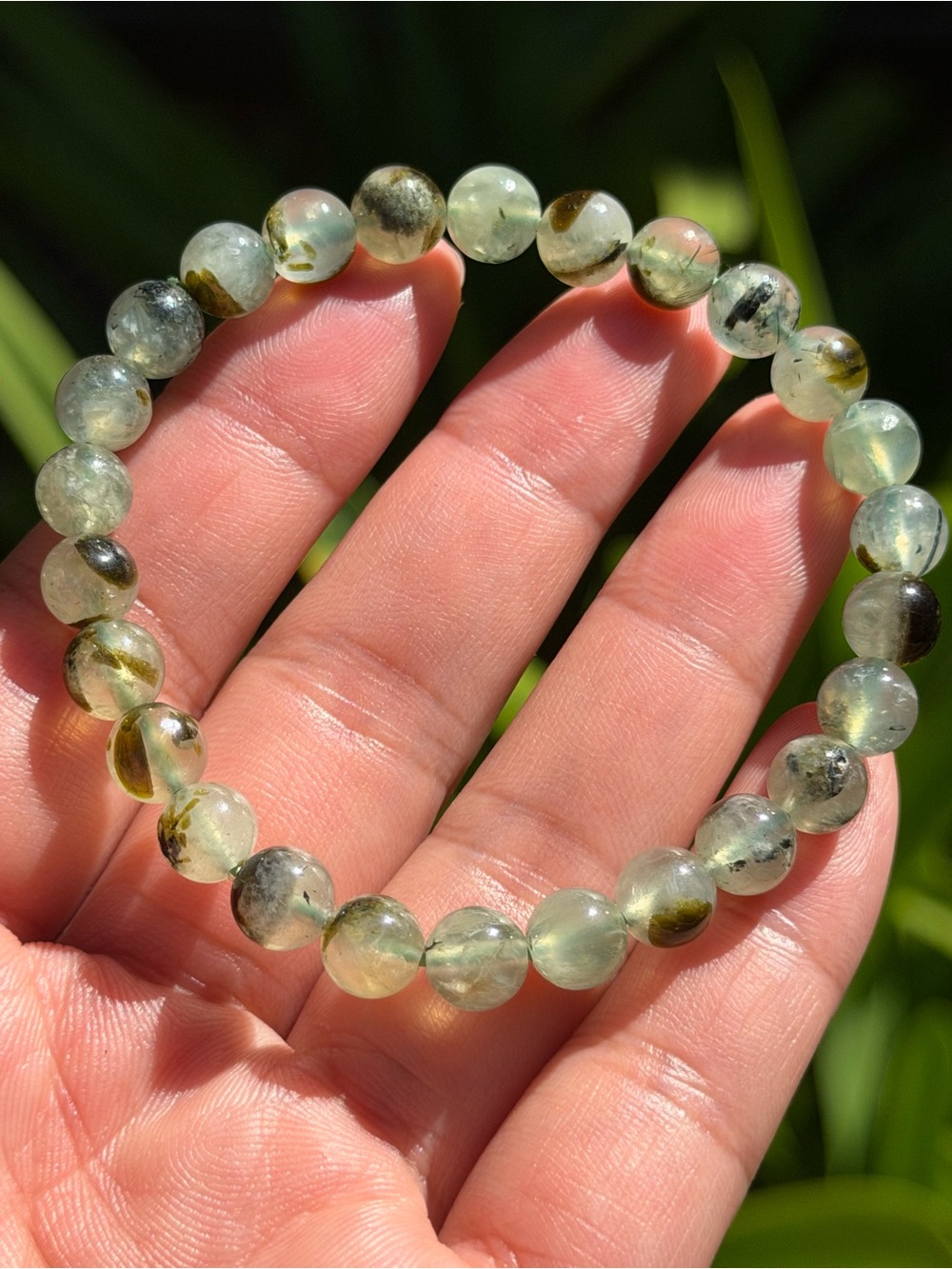 Green Prehnite Beaded Stretch Bracelet - Unbranded Palo